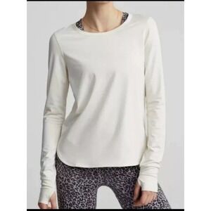 EUC Varley Kearney Relaxed Long Sleeve Top Ivory Womens M  Athliesure Activewear